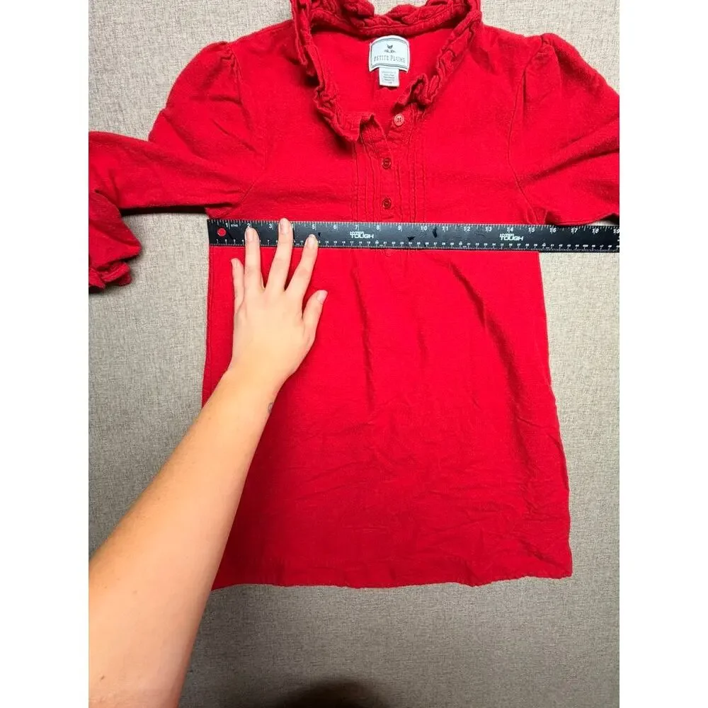 Petite Plume Girls Size 10 Red Ruffle Long Sleeve Nightgown Pajama Dress